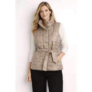 Talbots Down Quilted Puffer Belted Vest Colour Tan XL